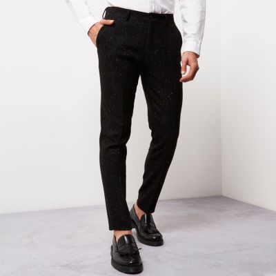 Black flecked skinny fit trousers